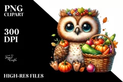Baby Owl Holding Basket | Sublimation | Clipart Product Image 3