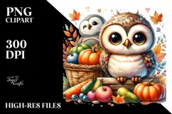 Baby Owl Holding Basket | Sublimation | Clipart Product Image 3