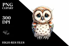 Baby Owl Holding Basket | Sublimation | Clipart Product Image 1