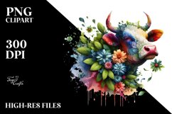 Abstract Vibrant Cow PNG Product Image 3