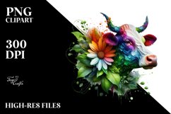 Abstract Vibrant Cow PNG Product Image 1