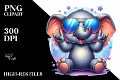 Vibrant Watercolor Funny Cute Elephant Clipart Product Image 1