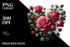 Digital Painting Heart with Roses PNG Product Image 2