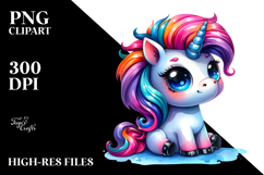 Cute Baby Unicorn with Cool Haircut PNG Product Image 2