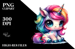 Cute Baby Unicorn in Style PNG Product Image 2