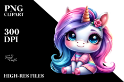 Cute Baby Unicorn in Style PNG Product Image 2
