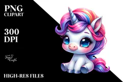 Cute Baby Unicorn in Style PNG Product Image 2