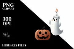Funny Halloween Clipart Candle PNG Product Image 3