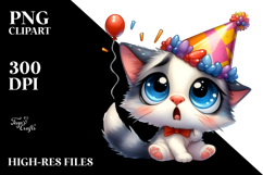 Cartoony Cat with Party Hat, Transparent PNG Product Image 2