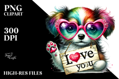 Detailed Puppy with Heart Shaped Sunglasses PNG Product Image 2