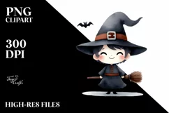 Funny Witch Halloween Clipart, PNG Product Image 3