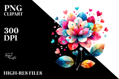 Colorful Boho Flower with Heart Petals PNG Product Image 2