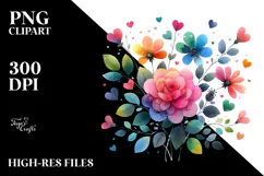 Colorful Boho Flower with Heart Petals PNG Product Image 2