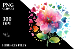 Colorful Boho Flower with Heart Petals PNG Product Image 2