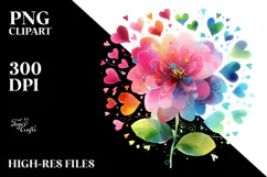 Colorful Boho Flower with Heart Petals PNG Product Image 2