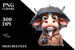 Expressive Watercolor Cow with Hat | SEO Friendly Clipart Product Image 3