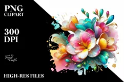 Watercolor Luxury Flower Love Splash Clipart Product Image 1
