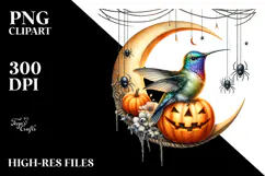 Hummingbird on Moon Halloween PNG Product Image 2