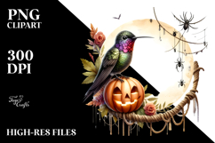 Watercolor Hummingbird in Halloween Style PNG Product Image 2