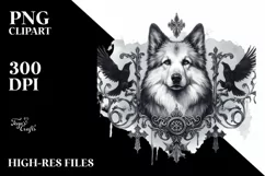 Washed Watercolor Gothic Dog | Sublimation | Clipart Product Image 3