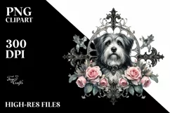 Washed Watercolor Gothic Dog | Sublimation | Clipart Product Image 1