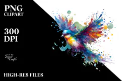 Colorful Bird Made of Splashes PNG Product Image 2