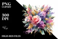 Colorful Bouquet with Vibrant Lilac | Clipart Product Image 1