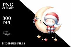 Santa on Moon with Snowflakes, High-Res PNG Product Image 3