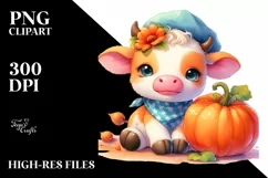 Sublimation Cute Baby Cow Clipart Product Image 3