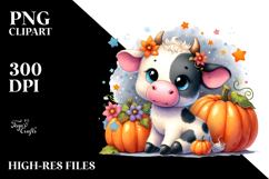 Cute Baby Cow with Pumpin | Clipart Product Image 2
