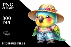 Colorful Baby Parrot Dressed for Summer Clipart Product Image 1