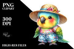 Colorful Baby Parrot Dressed for Summer Clipart Product Image 2