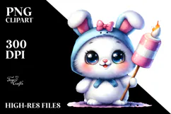 Vibrant Goofy Cute Baby Rabbit PNG Product Image 2