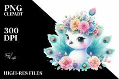 Vibrant Peacock with Flower Crown, Transparent PNG Product Image 3