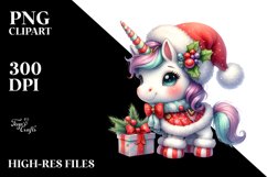Cute Baby Unicorn Dressed for Christmass | Sublimation Product Image 3