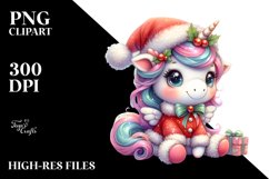 Cute Baby Unicorn Dressed for Christmass | Sublimation Product Image 3