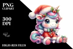 Cute Baby Unicorn Dressed for Christmass | Sublimation Product Image 3
