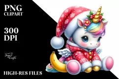 Cute Baby Unicorn Dressed for Christmass | Sublimation Product Image 3