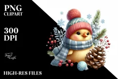 Cute Winter Chicken Clipart PNG Product Image 3