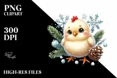 Cute Winter Chicken Clipart PNG Product Image 3