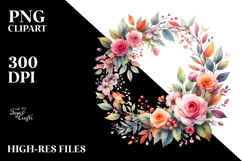 Colorful Abstract Watercolor Whreath Clipart Product Image 2