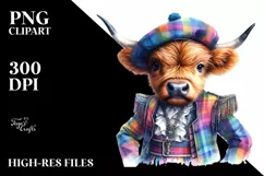 Colorful Baby Highland Cow Dancer PNG Product Image 3