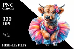 Colorful Baby Highland Cow Dancer PNG Product Image 1