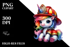 Pastel Unicorn Firefighter's Helmet PNG Product Image 3