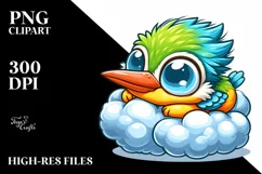 Colorful Baby Napping Kingfisher Clipart Product Image 1