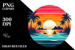 Retro Tropical Island Sunset, 20 oz Tumbler Product Image 2
