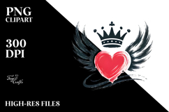 Heart with Wings and Crown, PNG Product Image 2