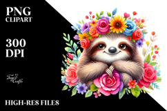 Sublimation Cartoon Sloth Clipart Product Image 2