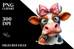 Cow Crazy Funny Cow Portrait Bow Clipart Product Image 3