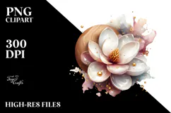 Glossy Magnolia with Golden Insertions, -Like Material, PNG Product Image 2